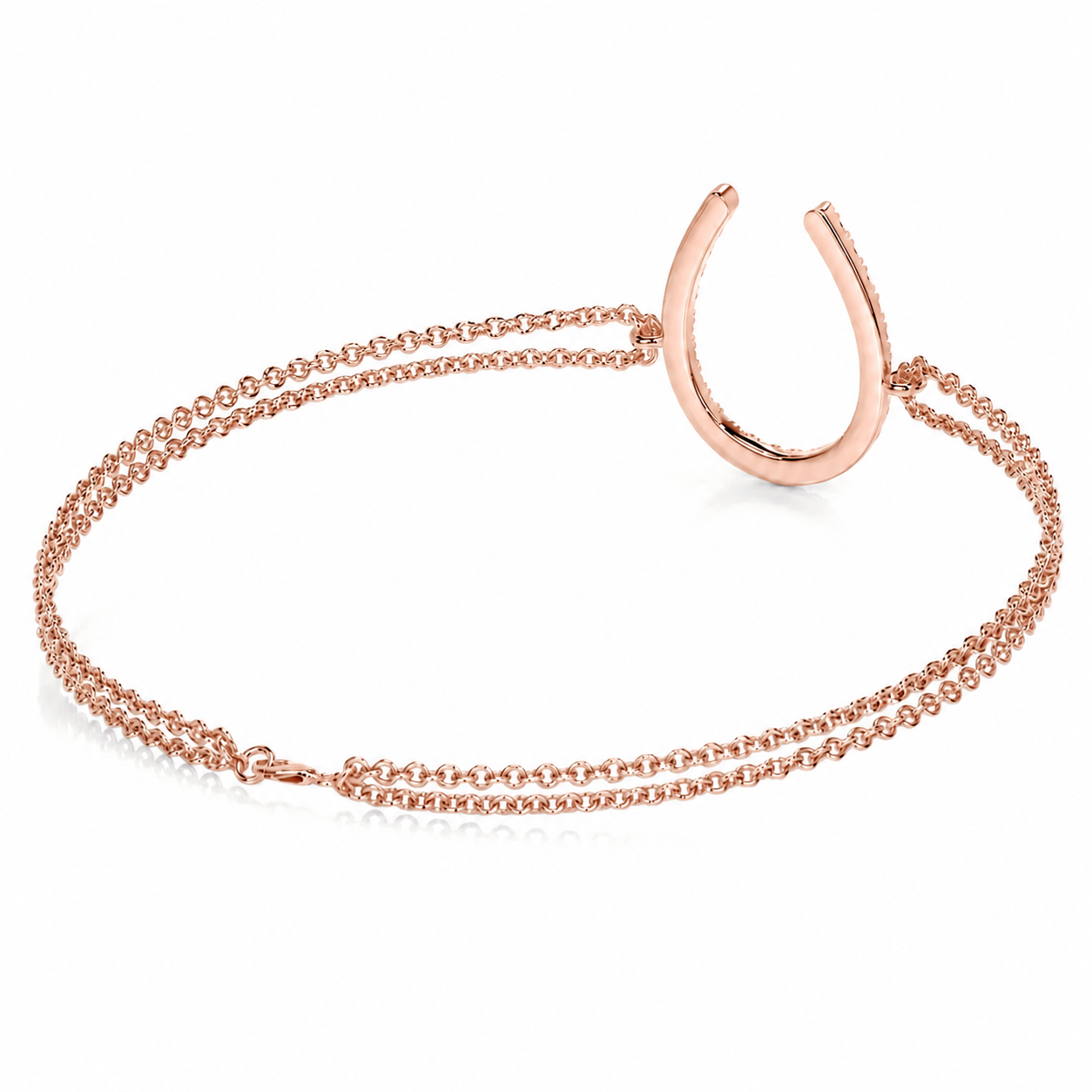 Melden 14k Rose Gold Horse Shoe Bracelet 0.28ct Total Diamond