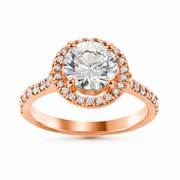 Melden Nikki 14k Rose Gold Halo Diamond Ring 2.28ct Total