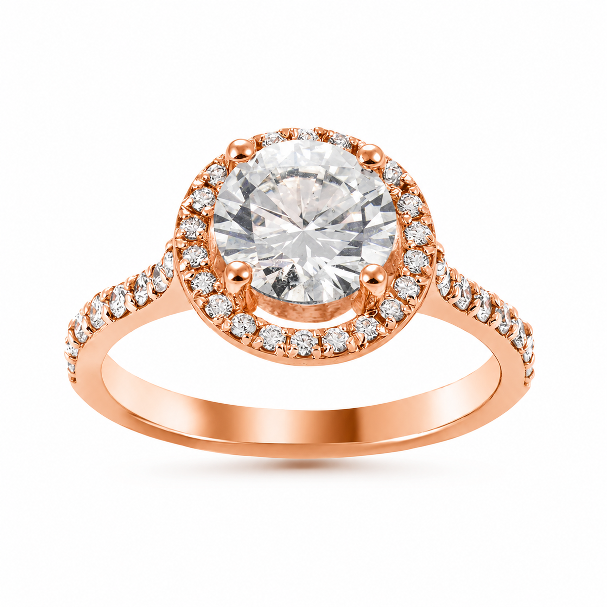 Melden Nikki 14k Rose Gold Halo Diamond Ring 2.28ct Total