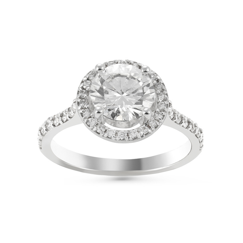 Melden Nikki 14k White Gold Halo Diamond Ring 2.28ct Total