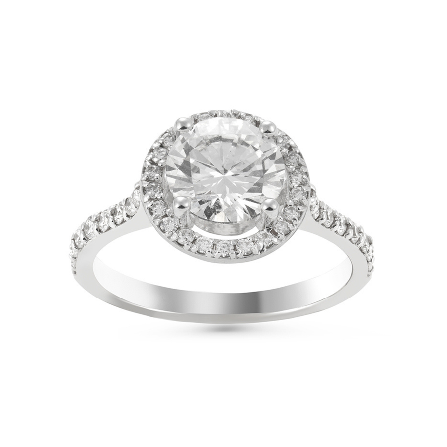Melden Nikki 14k White Gold Halo Diamond Ring 2.28ct Total