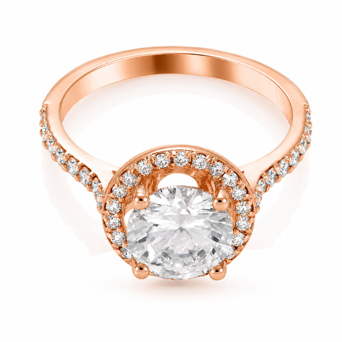 Melden Nikki 14k Rose Gold Halo Diamond Ring 2.28ct Total
