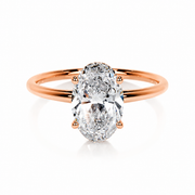 Melden Lisa 14k Rose Gold Ring Solitaire Center Stone 2.00ct Oval Diamond