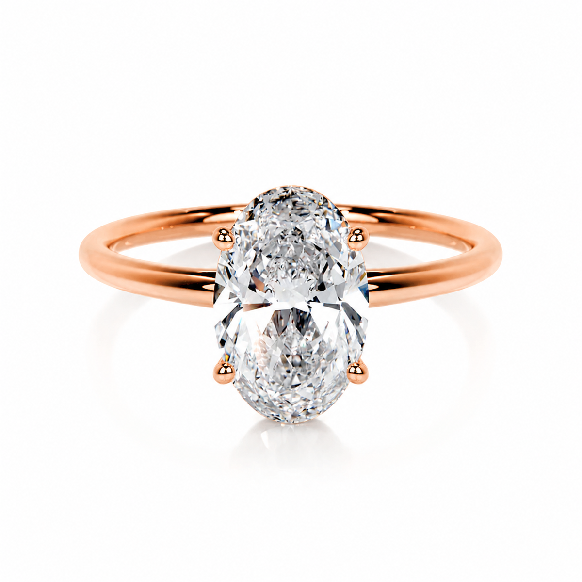 Melden Lisa 14k Rose Gold Ring Solitaire Center Stone 2.00ct Oval Diamond