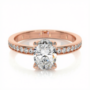 Melden Joy 14k Rose Gold Ring Oval Diamond Center Stone 2.16ct Total Diamond
