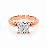 Melden Mae 14k Rose Gold Ring Solitaire Square Cushion 3.00ct Diamond