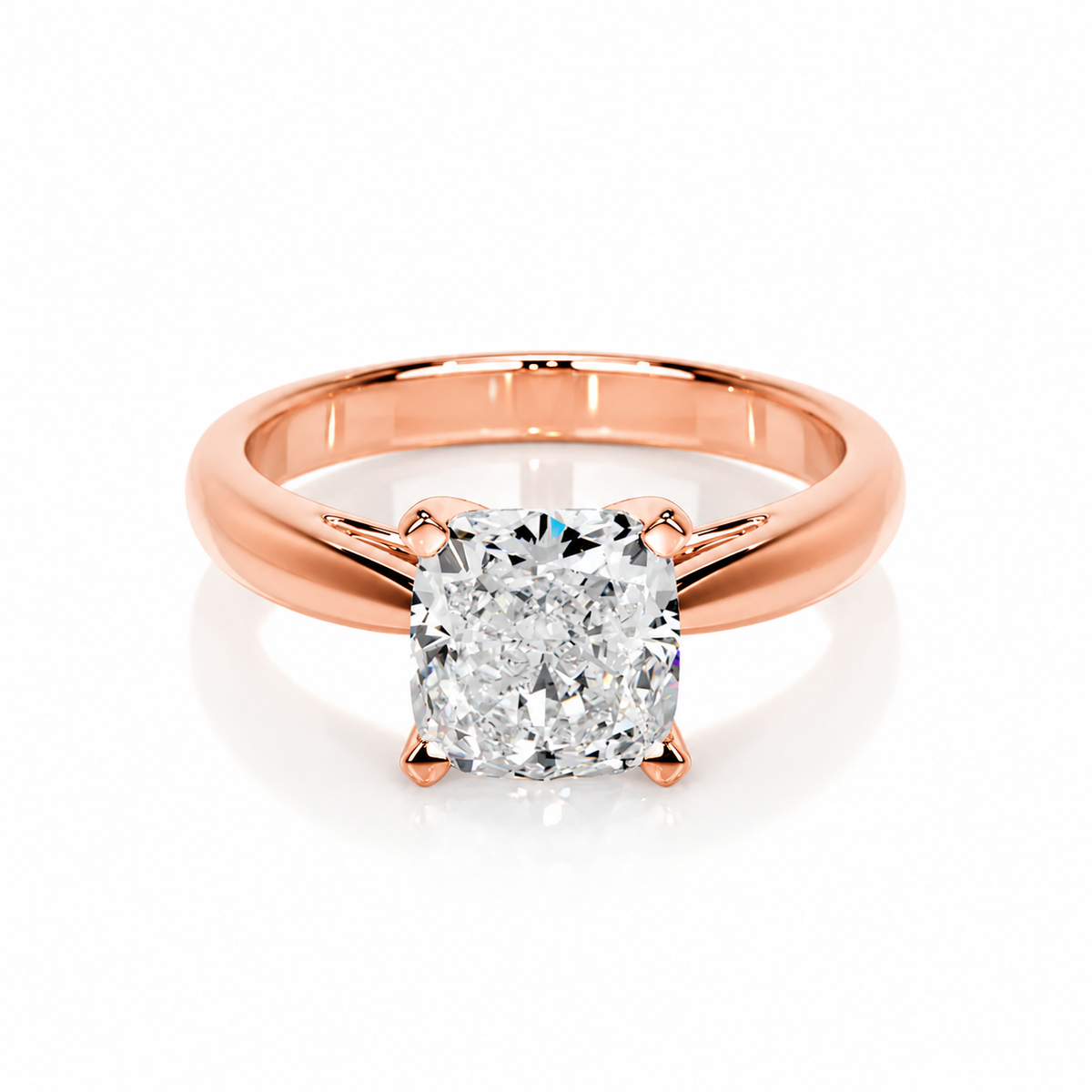 Melden Mae 14k Rose Gold Ring Solitaire Square Cushion 3.00ct Diamond