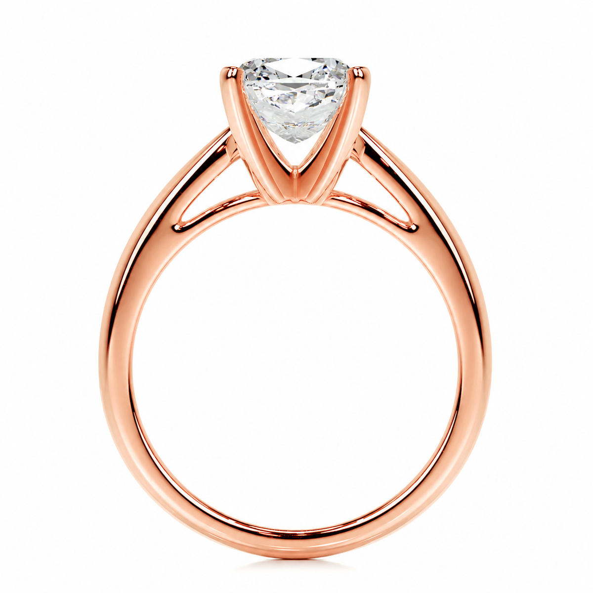 Melden Mae 14k Rose Gold Ring Solitaire Square Cushion 3.00ct Diamond