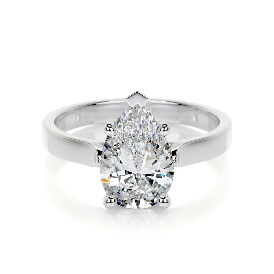 Melden Laura 14k White Gold Ring Solitaire Center Stone 1.00ct Pear Diamond