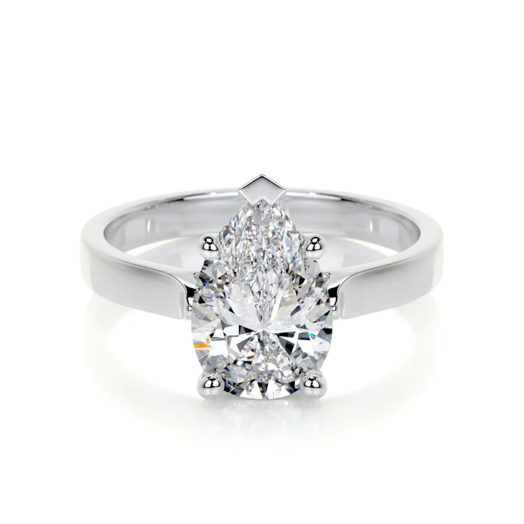 Melden Laura 14k White Gold Ring Solitaire Center Stone 1.00ct Pear Diamond