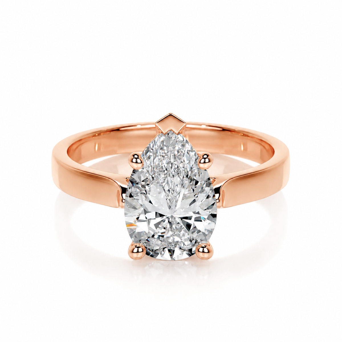 Melden Laura 14k Rose Gold Ring Solitaire Center Stone 1.00ct Pear Diamond