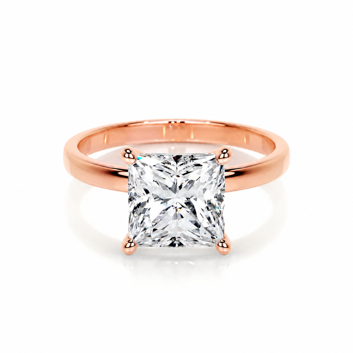 Melden Emme 14k Rose Gold Ring Solitaire Princess 1.00ct Diamond