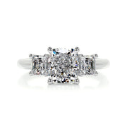 Melden Gabi 14k White Gold Three Stone Ring Cushion Diamond 2.00ct Total