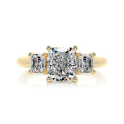 Melden Gabi 14k Gold Three Stone Ring Cushion Diamond 2.00ct Total