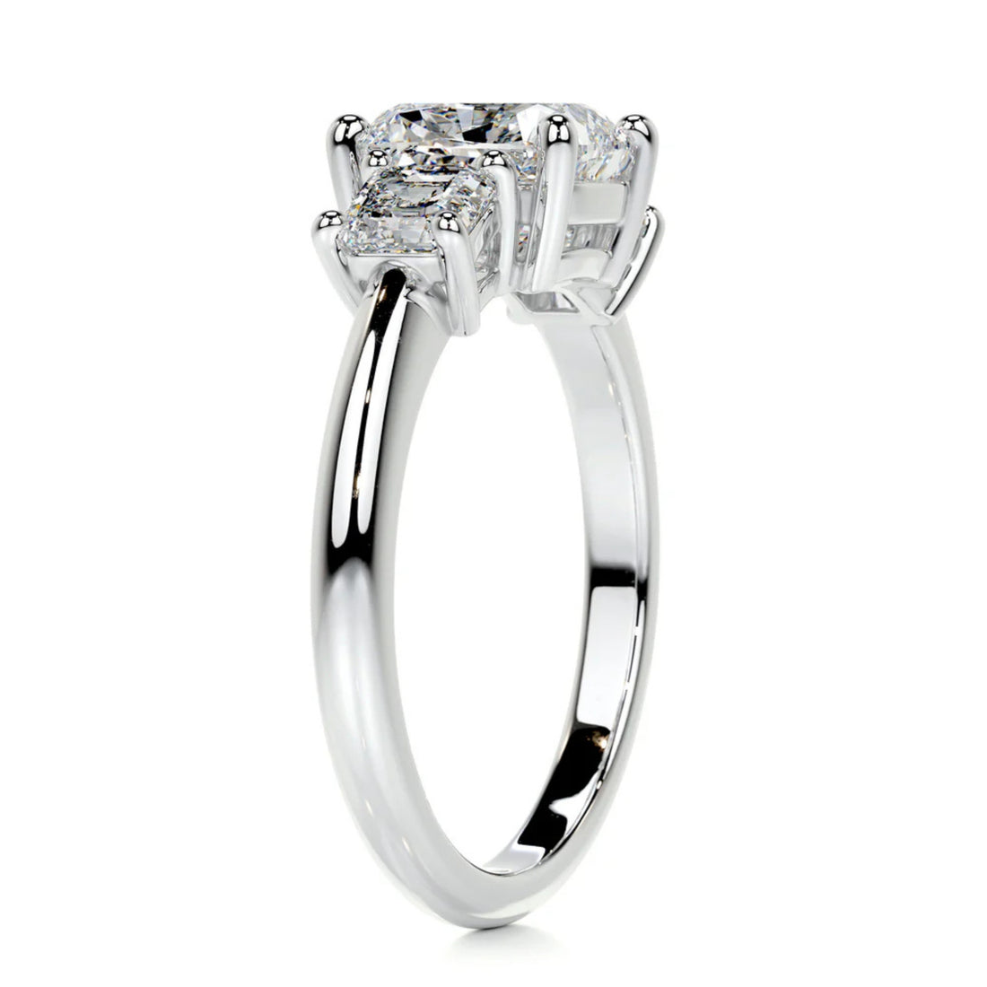 Melden Gabi 14k White Gold Three Stone Ring Cushion Diamond 2.00ct Total