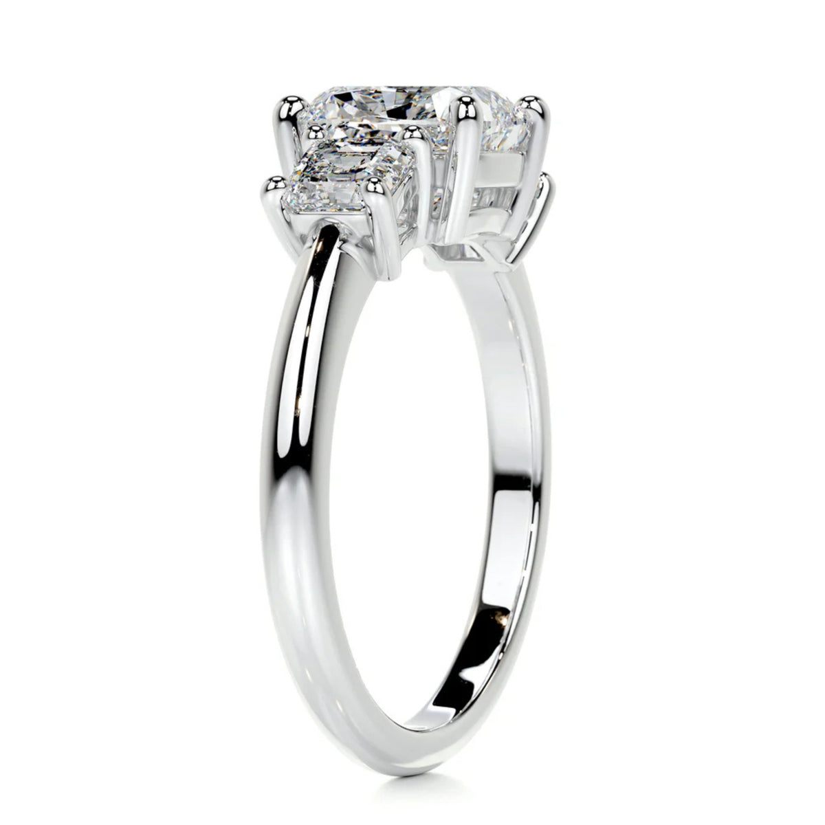 Melden Gabi 14k White Gold Three Stone Ring Cushion Diamond 2.00ct Total