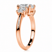 Melden Gabi 14k Rose Gold Three Stone Ring Cushion Diamond 2.00ct Total
