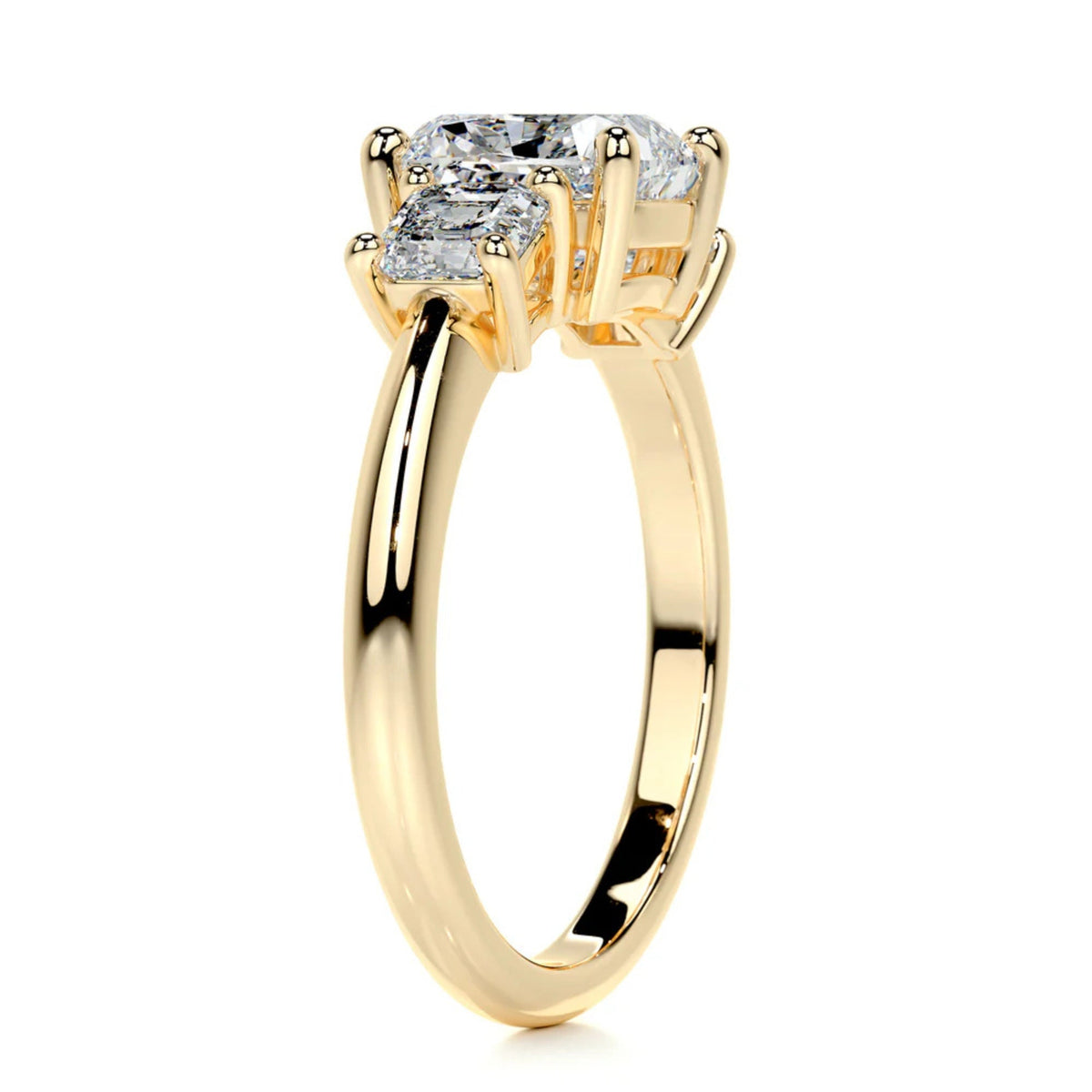 Melden Gabi 14k Gold Three Stone Ring Cushion Diamond 2.00ct Total