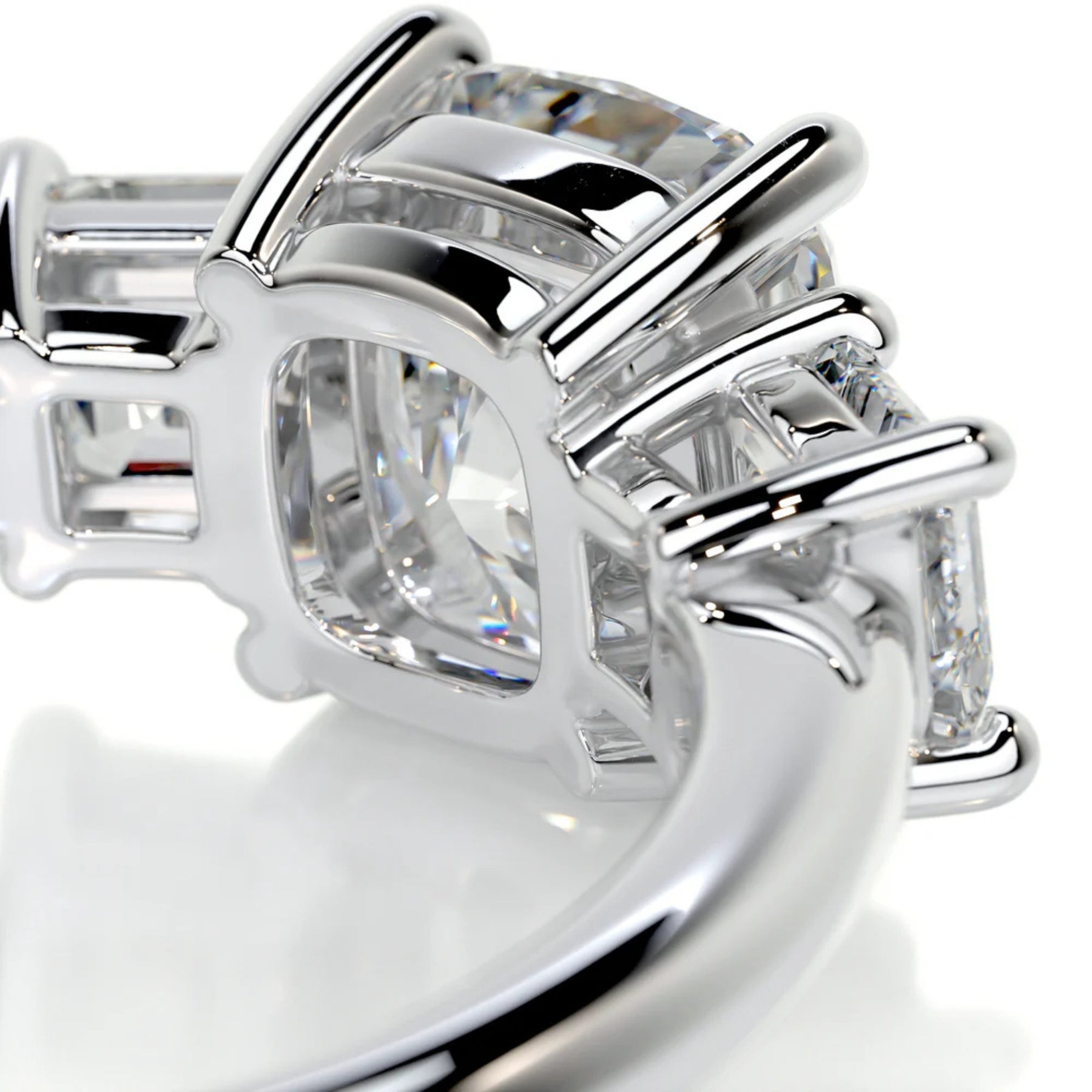 Melden Gabi 14k White Gold Three Stone Ring Cushion Diamond 2.00ct Total