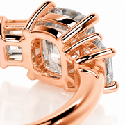 Melden Gabi 14k Rose Gold Three Stone Ring Cushion Diamond 2.00ct Total