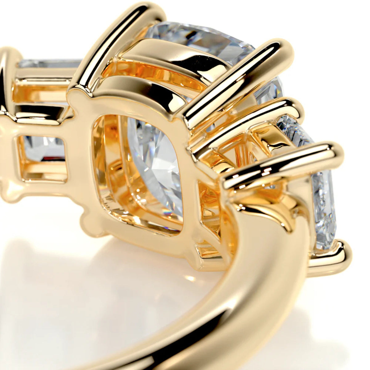 Melden Gabi 14k Gold Three Stone Ring Cushion Diamond 2.00ct Total