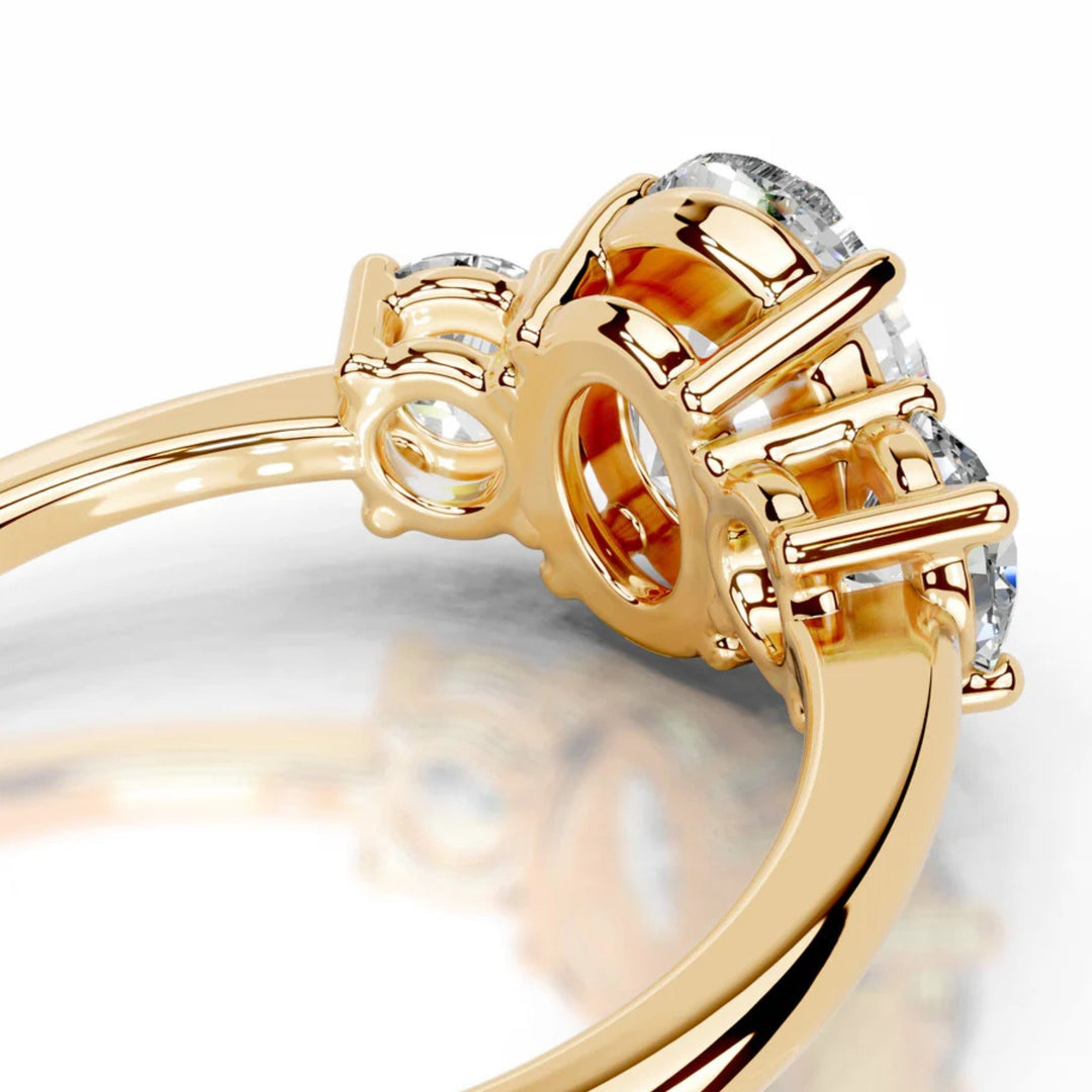 Melden Dolly 10k Gold Three Stone Ring Center Stone Oval 1ct Diamond