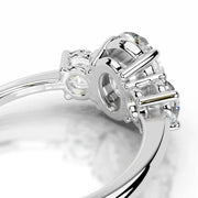 Melden Dolly 14k White Gold Three Stone Ring Center Stone Oval 2.00ct Diamond (3.00ct Total)