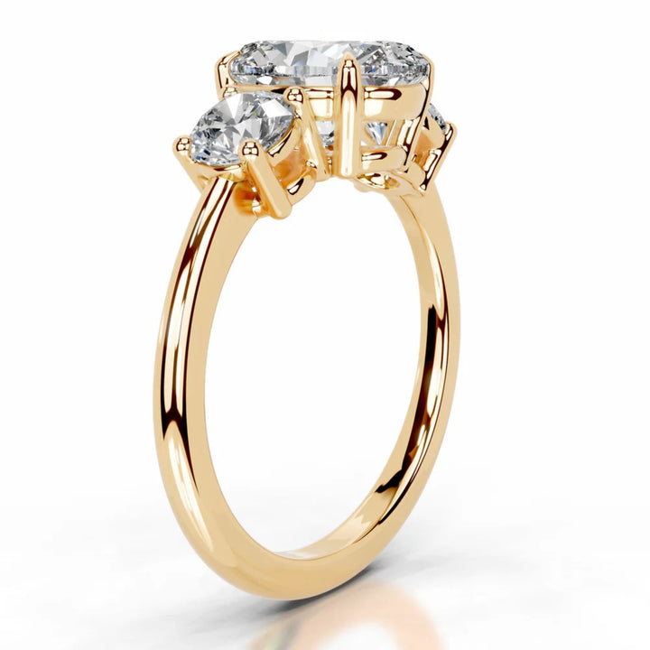 Melden Dolly 10k Gold Three Stone Ring Center Stone Oval 1ct Diamond