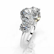 Melden Dolly 14k White Gold Three Stone Ring Center Stone Oval 2.00ct Diamond (3.00ct Total)