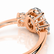 Melden Dolly 10k Rose Gold Three Stone Ring Center Stone Oval 2.00ct Diamond (3.00ct Total)
