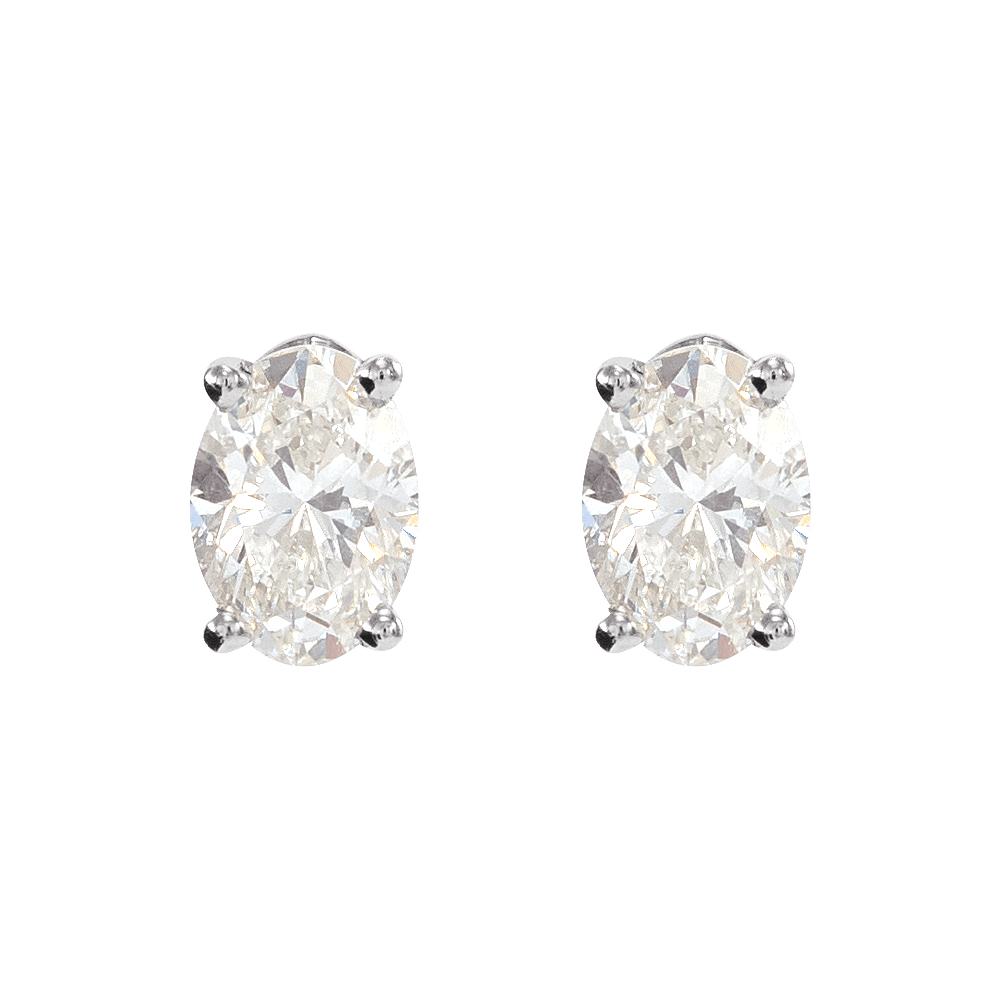 Melden Aly White Gold Stud Earrings Oval