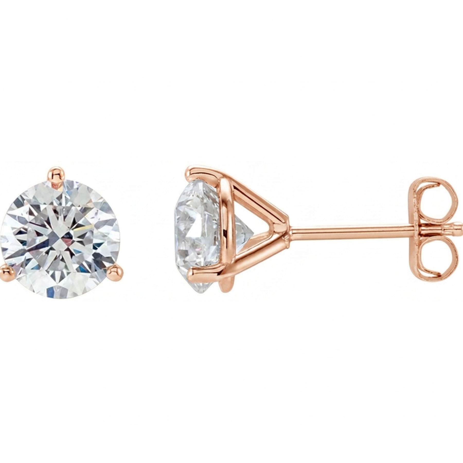 Melden Eda round three-prong lab-grown diamond stud earrings in Rose Gold
