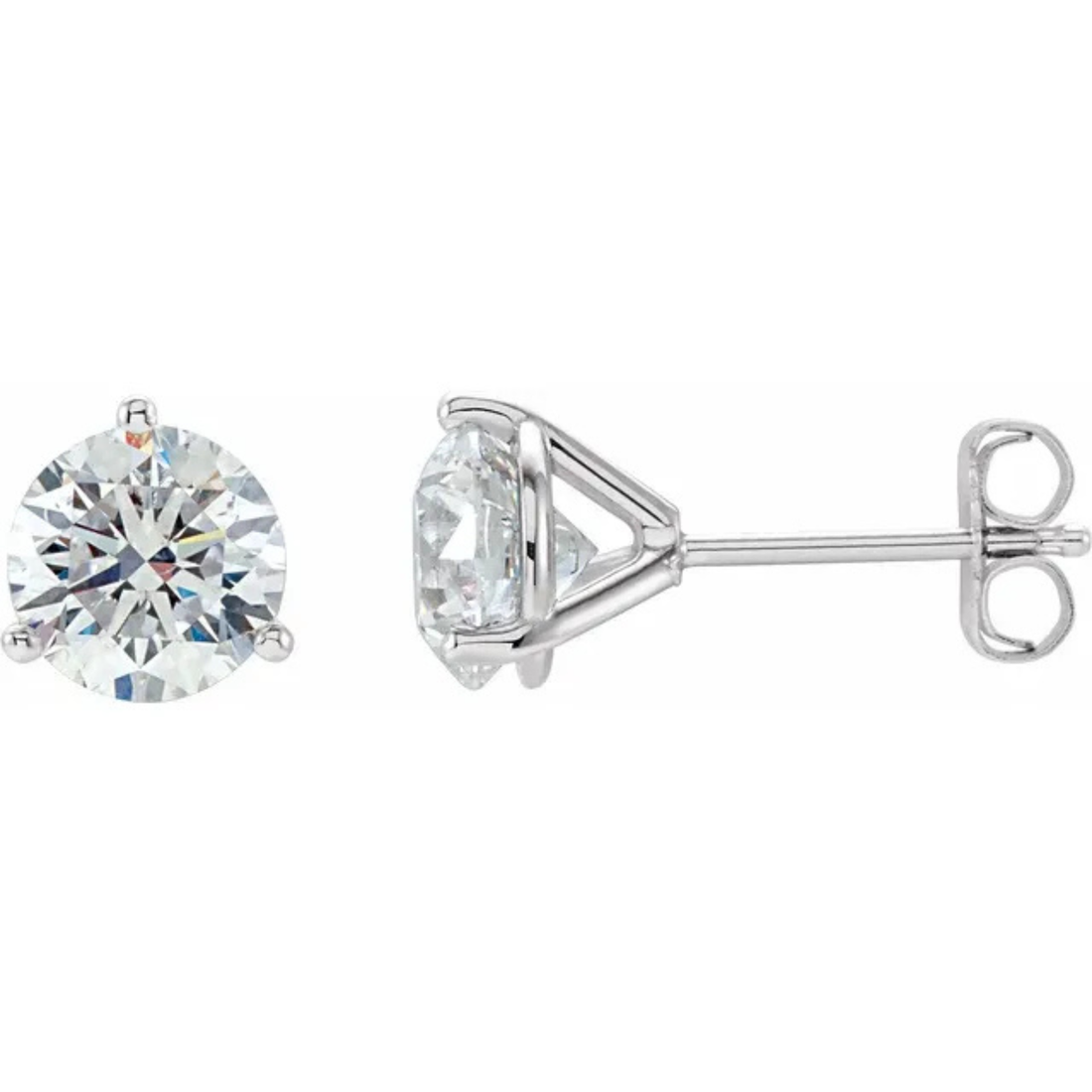 Melden Eda White Gold Stud Earrings Round 3-Prong