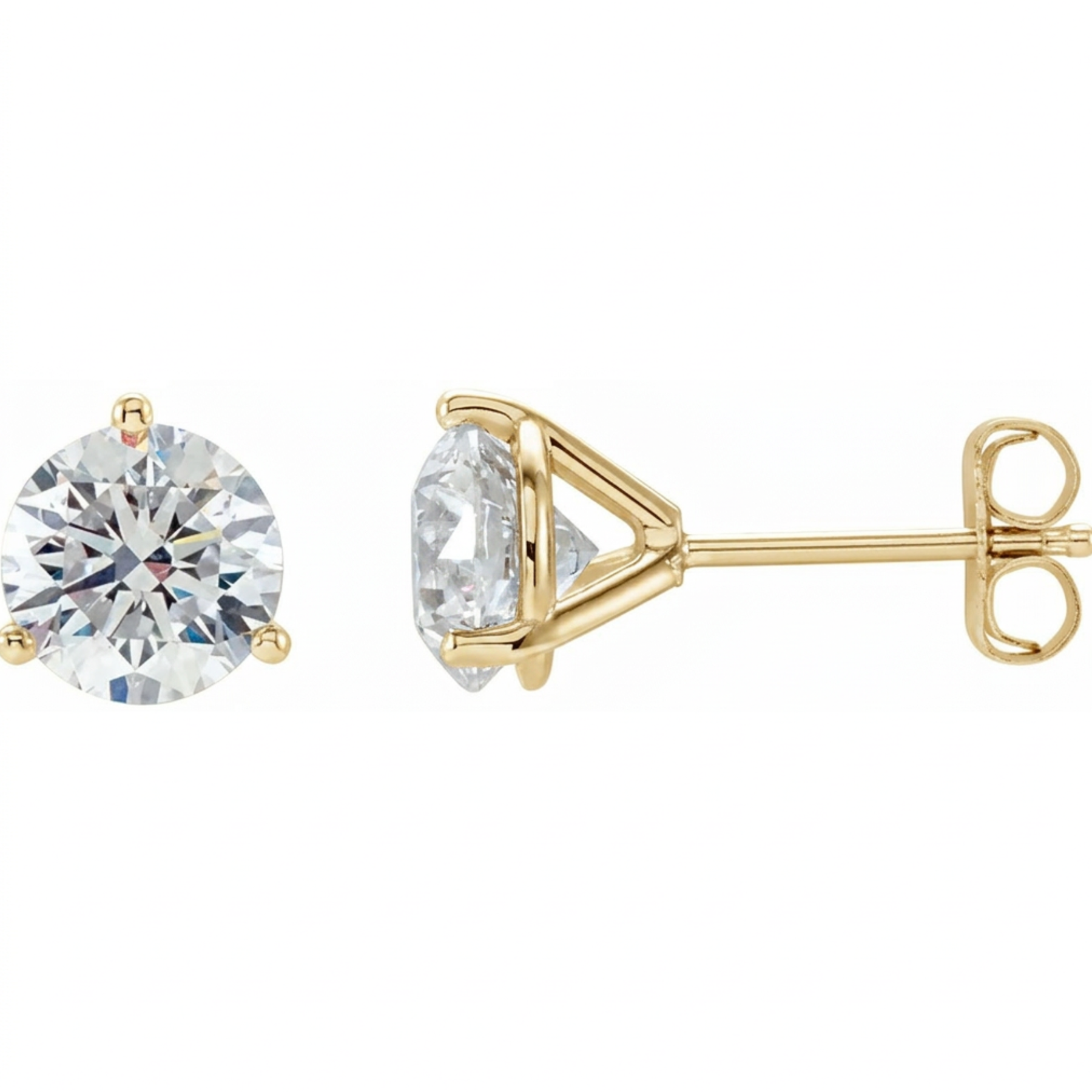 Melden Eda Gold Stud Earrings Round 3-Prong
