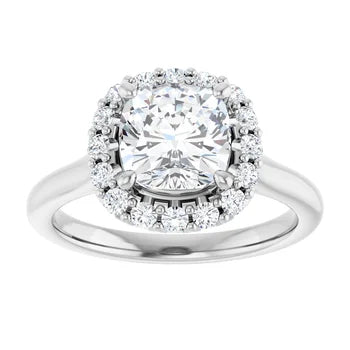 Melden Sam 14k White Gold Square halo Diamond Ring 1.32ct Total