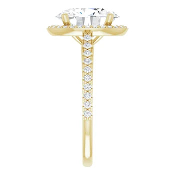 Melden Maria 18k Gold Oval Halo & Side Stone Diamond Ring 4.44ct Total