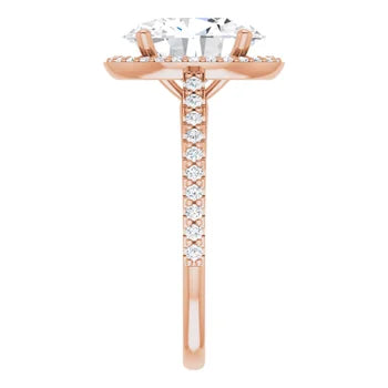 Melden Maria 14k Rose Gold Oval Halo & Side Stone Diamond Ring 1.44ct Total