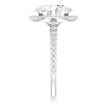Melden Maria 14k White Gold Oval Halo & Side Stone Diamond Ring 1.44ct Total