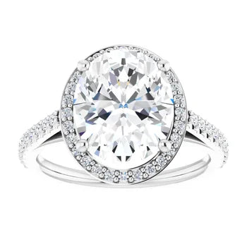 Melden Maria 14k White Gold Oval Halo & Side Stone Diamond Ring 1.44ct Total