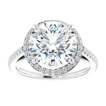 Melden Maria 14k White Gold Round Halo & Side Stone Diamond Ring 1.44ct Total