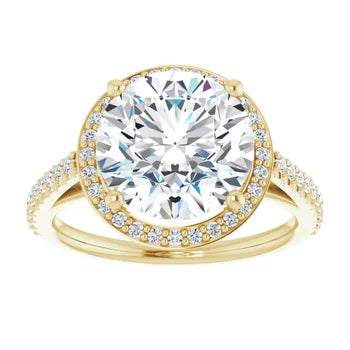 Melden Maria 14k Gold Round Halo & Side Stone Diamond Ring 1.44ct Total