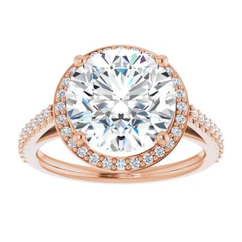 Melden Maria 14k Rose Gold Round Halo & Side Stone Diamond Ring 1.44ct Total