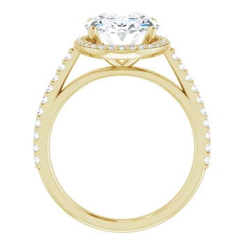 Melden Maria 18k Gold Oval Halo & Side Stone Diamond Ring 4.44ct Total
