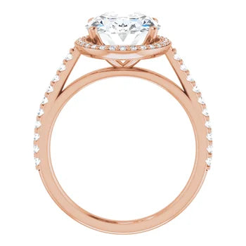Melden Maria 14k Rose Gold Oval Halo & Side Stone Diamond Ring 1.44ct Total