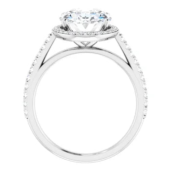 Melden Maria 14k White Gold Oval Halo & Side Stone Diamond Ring 1.44ct Total
