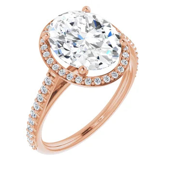 Melden Maria 14k Rose Gold Oval Halo & Side Stone Diamond Ring 1.44ct Total