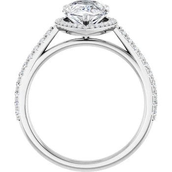 Melden Maria 14k White Gold Pear Halo & Side Stone Diamond Ring 1.44ct Total