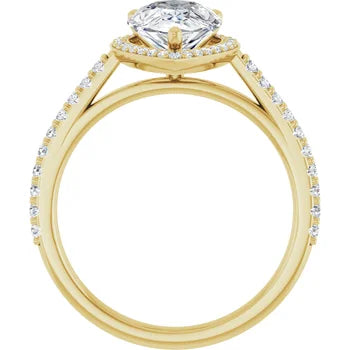 Melden Maria 14k Gold Pear Halo & Side Stone Diamond Ring 1.44ct Total