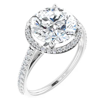 Melden Maria 14k White Gold Round Halo & Side Stone Diamond Ring 1.44ct Total