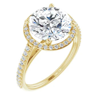 Melden Maria 14k Gold Round Halo & Side Stone Diamond Ring 1.44ct Total
